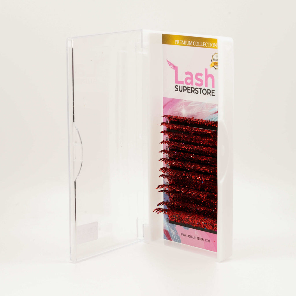 Glitter Lash | Red | D Curl | 0.07 | Made in Korea