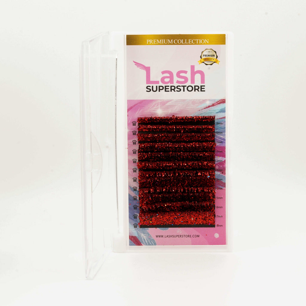 Glitter Lash | Red | C Curl | 0.07 | Made in Korea