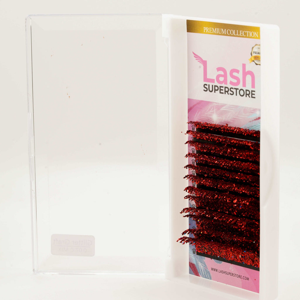 Glitter Lash | Red | C Curl | 0.07 | Made in Korea