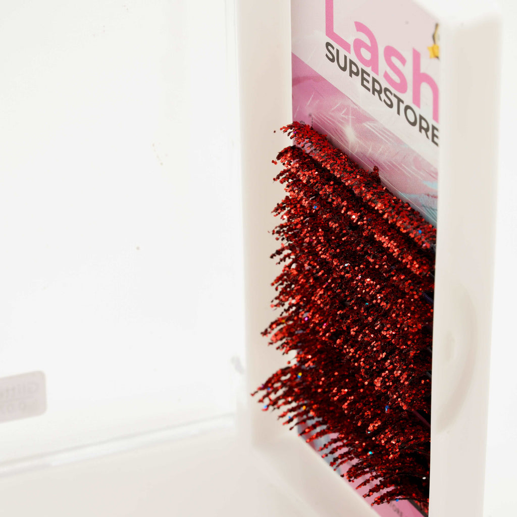 Glitter Lash | Red | D Curl | 0.07 | Made in Korea