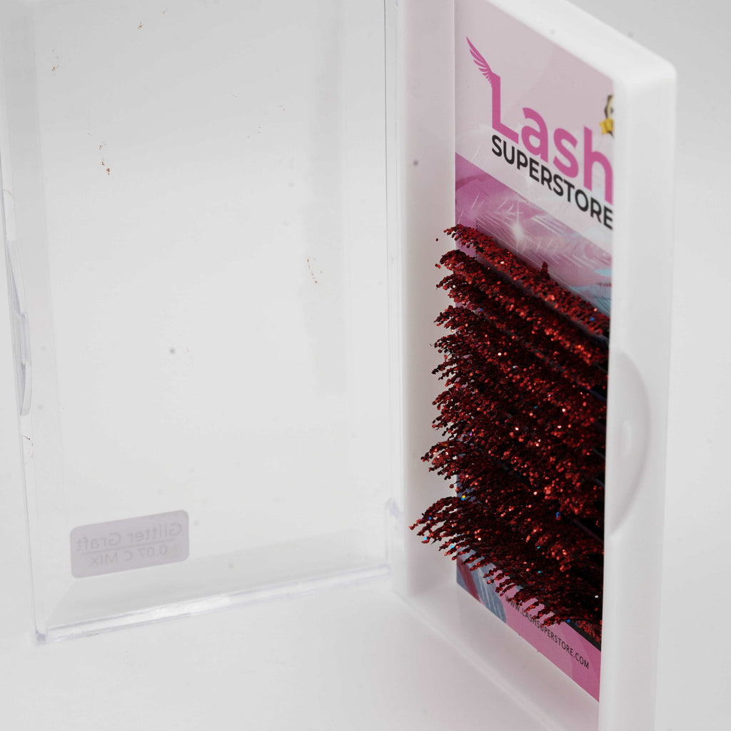 Glitter Lash | Red | C Curl | 0.07 | Made in Korea