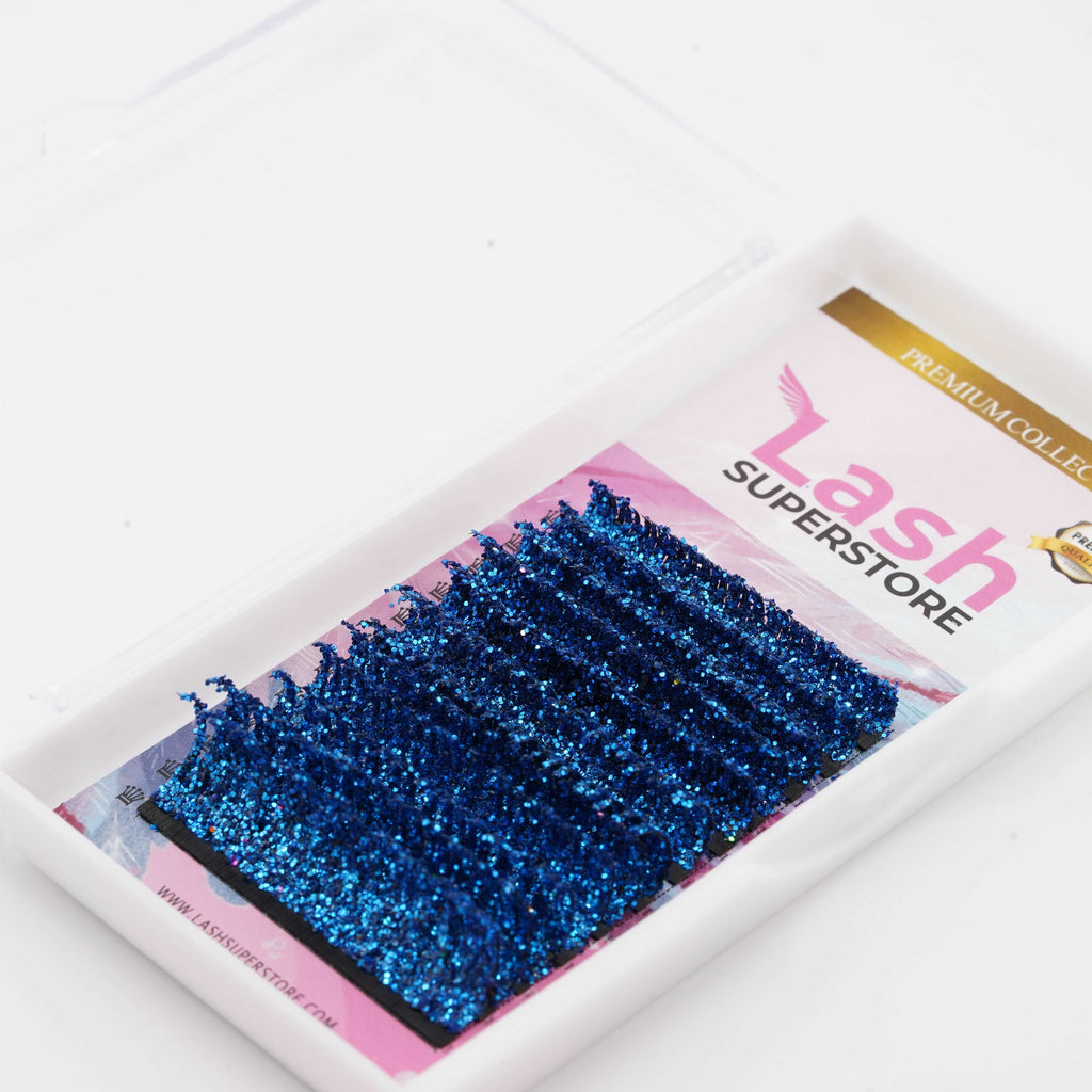 Glitter Lash | Blue | D Curl | 0.07 | Made in Korea